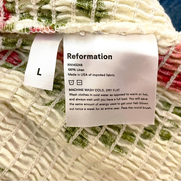 Reformation Hilary Smocked Jolie Floral Linen Mini Dress Large NWT Cottagecore - Picture 7 of 7